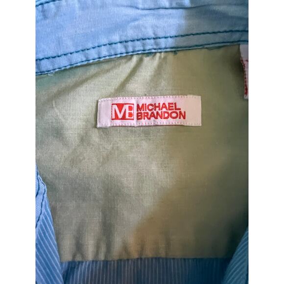 Michael Brandon Men’s Medium Light Blue Short Sleeve Button-Up Shirt - Picture 2 of 4